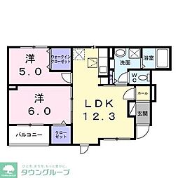 西東京市中町3丁目アパート 2LDKの間取図画像
