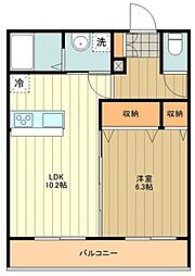 シャルム国立 1LDKの間取図画像
