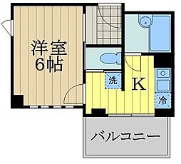 ウイスタリアハウス 1Kの間取図画像