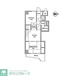 ベルエア調布 2DKの間取図画像