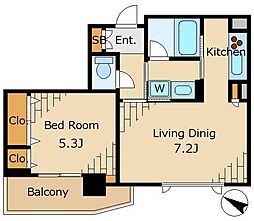 東京メトロ千代田線 代々木公園駅 徒歩4分の賃貸マンション 2階1LDKの間取り