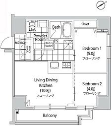 JR埼京線 恵比寿駅 徒歩12分の賃貸マンション 2階2LDKの間取り