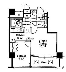 JR山手線 目黒駅 徒歩9分の賃貸マンション 8階1LDKの間取り