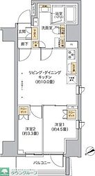 都営大江戸線 新宿西口駅 徒歩4分の賃貸マンション 4階2LDKの間取り