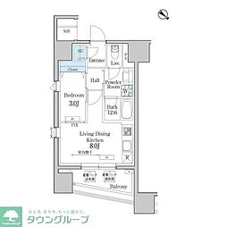 デュオフラッツ池尻大橋 1LDKの間取図画像