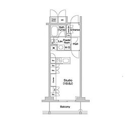 東京メトロ副都心線 北参道駅 徒歩2分の賃貸マンション 11階ワンルームの間取り
