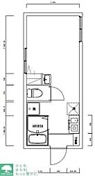 ＮＴ祐天寺コーポＢ棟 1階ワンルームの間取り
