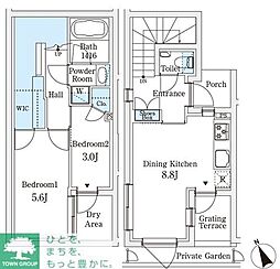 ＡＧＲＡＴＩＯ　ＴＥＲＲＡＣＥ　恵比寿 1階2DKの間取り