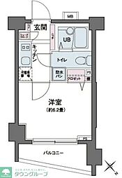 東急大井町線 大岡山駅 徒歩11分の賃貸マンション 5階1Kの間取り