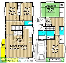 東急世田谷線 下高井戸駅 徒歩10分の賃貸一戸建て 1階4LDKの間取り