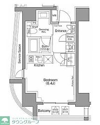 東京メトロ銀座線 表参道駅 徒歩10分の賃貸マンション 11階ワンルームの間取り