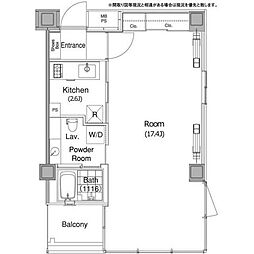 東京メトロ日比谷線 恵比寿駅 徒歩2分の賃貸マンション 10階1Kの間取り