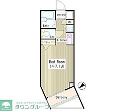 東急東横線 中目黒駅 徒歩13分の賃貸マンション 1階1Kの間取り