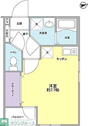 東急東横線 都立大学駅 徒歩14分の賃貸アパート 1階ワンルームの間取り