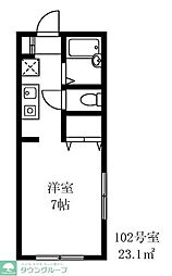 東急世田谷線 世田谷駅 徒歩4分の賃貸アパート 1階ワンルームの間取り
