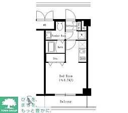 JR山手線 恵比寿駅 徒歩5分の賃貸マンション 2階ワンルームの間取り