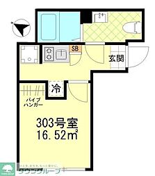 東急大井町線 戸越公園駅 徒歩9分の賃貸アパート 3階1Kの間取り