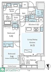 東京メトロ半蔵門線 半蔵門駅 徒歩8分の賃貸マンション 6階2LDKの間取り