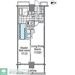 都営大江戸線 東新宿駅 徒歩5分の賃貸マンション 15階1LDKの間取り