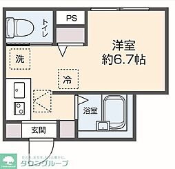 京王井の頭線 明大前駅 徒歩8分の賃貸マンション 1階ワンルームの間取り