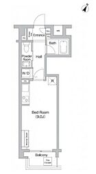 東急田園都市線 三軒茶屋駅 徒歩10分の賃貸マンション 6階ワンルームの間取り