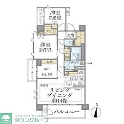 東急田園都市線 桜新町駅 徒歩10分の賃貸マンション 7階2SLDKの間取り