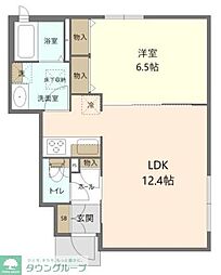 東急田園都市線 桜新町駅 徒歩7分の賃貸マンション 1階1LDKの間取り