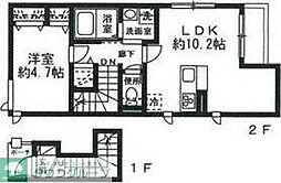 JR山手線 恵比寿駅 徒歩10分の賃貸アパート 2階1LDKの間取り