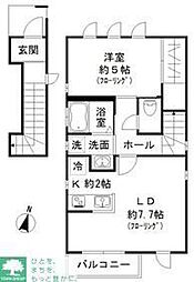 東急田園都市線 駒沢大学駅 徒歩9分の賃貸アパート 2階1LDKの間取り