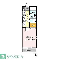 京王井の頭線 浜田山駅 徒歩7分の賃貸アパート 2階1Kの間取り