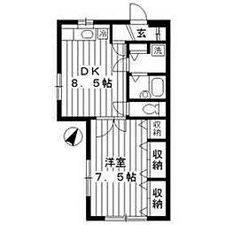 ＮＫハイム 1階1LDKの間取り