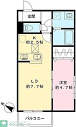 JR山手線 目黒駅 徒歩5分の賃貸アパート 1階1LDKの間取り