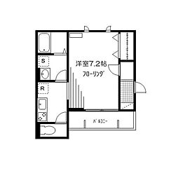 JR山手線 新宿駅 徒歩13分の賃貸マンション 1階1Kの間取り