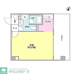 東京メトロ日比谷線 恵比寿駅 徒歩15分の賃貸マンション 4階ワンルームの間取り