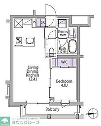 都営三田線 白金台駅 徒歩8分の賃貸マンション 4階1LDKの間取り