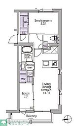 都営三田線 白金台駅 徒歩8分の賃貸マンション 3階2LDKの間取り