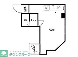東急田園都市線 三軒茶屋駅 徒歩6分の賃貸マンション 6階ワンルームの間取り