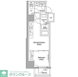 JR山手線 五反田駅 徒歩3分の賃貸マンション 6階1DKの間取り