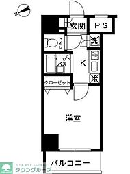 JR山手線 五反田駅 徒歩11分の賃貸マンション 12階1Kの間取り