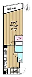 エスポワール駒沢 1Kの間取図画像