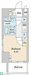 プラウドフラット神楽坂2 1Kの間取図画像