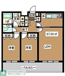 瀬田フラット 2LDKの間取図画像