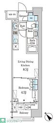 レガシス中目黒 1LDKの間取図画像