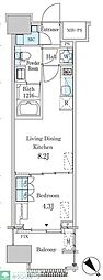 レガシス中目黒 1LDKの間取図画像
