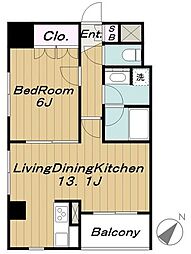 SPACIA三軒茶屋弐番館 1LDKの間取図画像