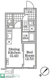 BRICKRESIDENCE目黒本町 1DKの間取図画像