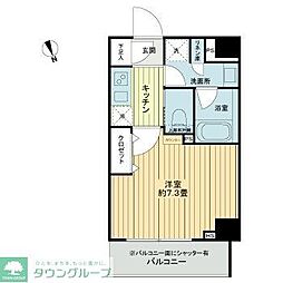 フレシア中目黒 1Kの間取図画像