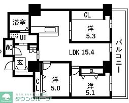 シティコート目黒4号棟 3LDKの間取図画像