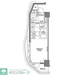 ザ・パークハビオSOHO祐天寺 ワンルームの間取図画像