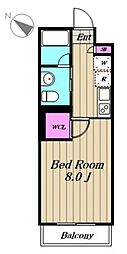 ベルフェリーク西小山 1Kの間取図画像